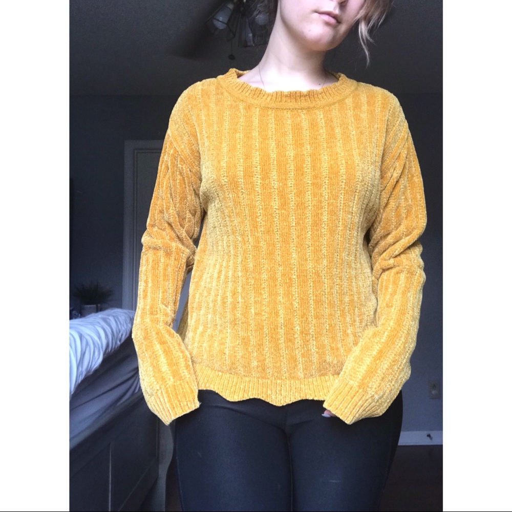 Velvet mustard sweater